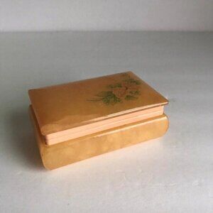 Vintage Yellow Marble Jewelry Box - To Mother - Gift for Mom